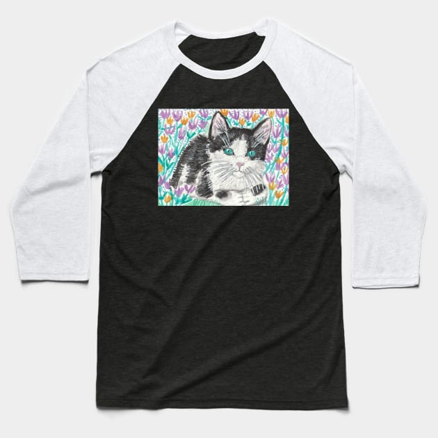 Cute kitten cat Baseball T-Shirt by SamsArtworks